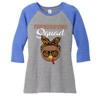 Friendsgiving Squad Party Turkey Tiger Glasses And Hair Bow Cool Gift Women's Tri-Blend 3/4-Sleeve Raglan Shirt