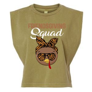 Friendsgiving Squad Party Turkey Tiger Glasses And Hair Bow Cool Gift Garment-Dyed Women's Muscle Tee