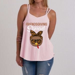 Friendsgiving Squad Party Turkey Tiger Glasses And Hair Bow Cool Gift Women's Strappy Tank