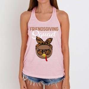 Friendsgiving Squad Party Turkey Tiger Glasses And Hair Bow Cool Gift Women's Knotted Racerback Tank