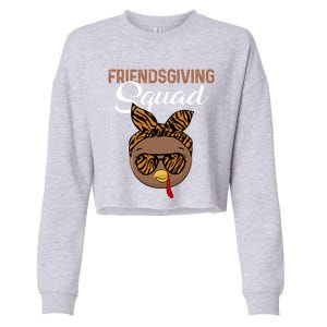 Friendsgiving Squad Party Turkey Tiger Glasses And Hair Bow Cool Gift Cropped Pullover Crew