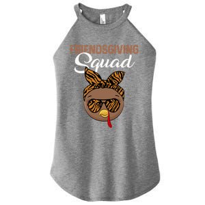 Friendsgiving Squad Party Turkey Tiger Glasses And Hair Bow Cool Gift Women's Perfect Tri Rocker Tank