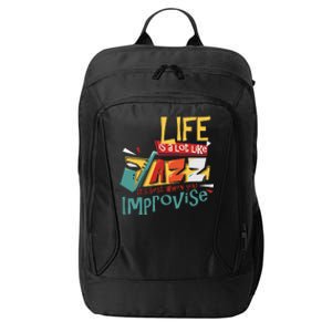 Funny Sax Player Gifts Jazz Music Saxophone City Backpack