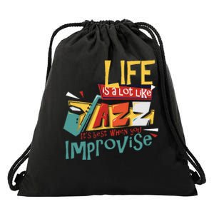 Funny Sax Player Gifts Jazz Music Saxophone Drawstring Bag