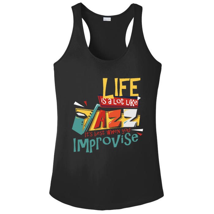 Funny Sax Player Gifts Jazz Music Saxophone Ladies PosiCharge Competitor Racerback Tank