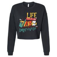 Funny Sax Player Gifts Jazz Music Saxophone Cropped Pullover Crew