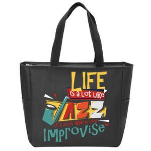 Funny Sax Player Gifts Jazz Music Saxophone Zip Tote Bag