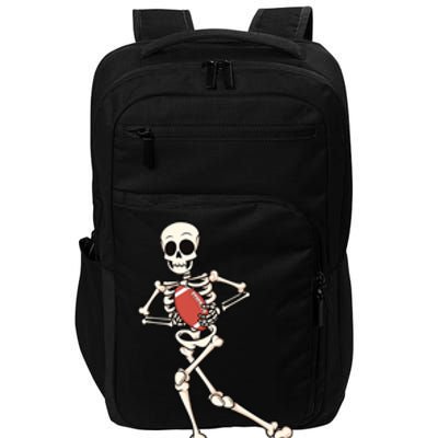 Funny Skeleton Playing Football Halloween Gift Impact Tech Backpack