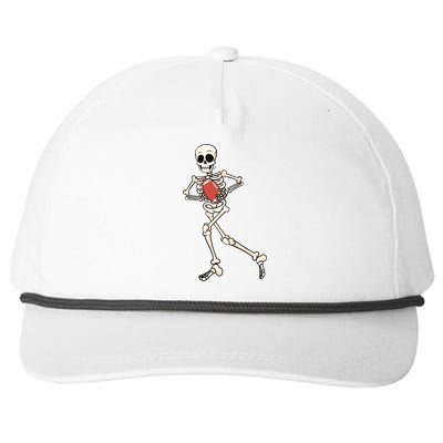 Funny Skeleton Playing Football Halloween Gift Snapback Five-Panel Rope Hat