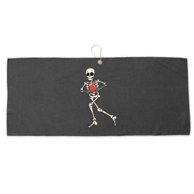 Funny Skeleton Playing Football Halloween Gift Large Microfiber Waffle Golf Towel