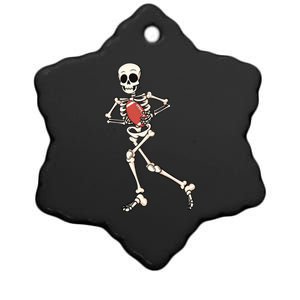 Funny Skeleton Playing Football Halloween Gift Ceramic Star Ornament