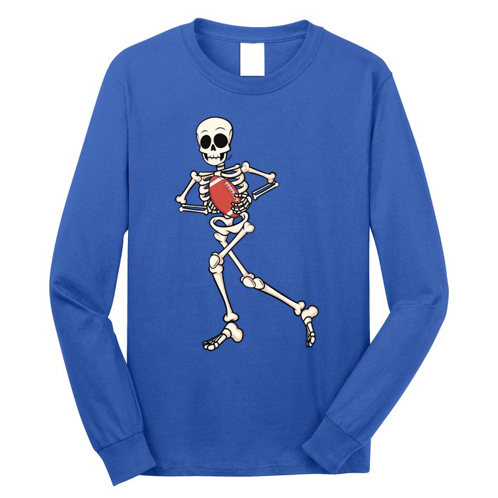 Funny Skeleton Playing Football Halloween Gift Long Sleeve Shirt