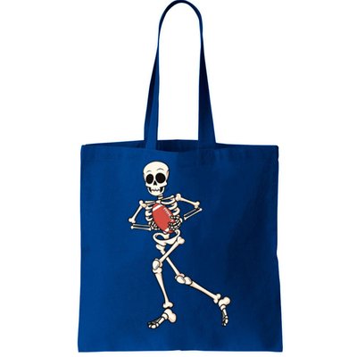 Funny Skeleton Playing Football Halloween Gift Tote Bag