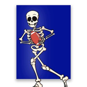 Funny Skeleton Playing Football Halloween Gift Poster