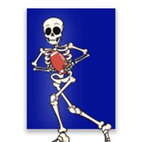 Funny Skeleton Playing Football Halloween Gift Poster