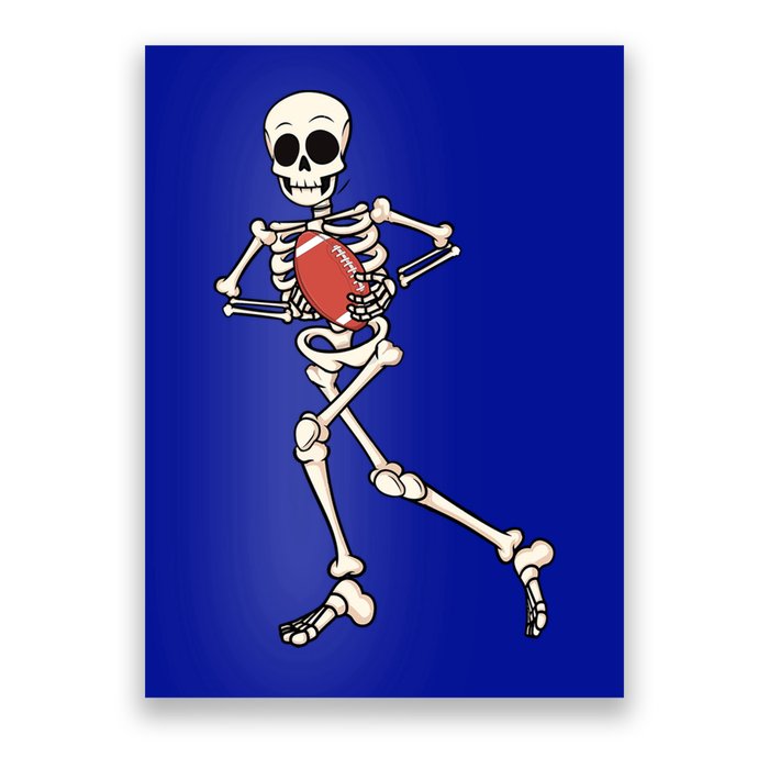 Funny Skeleton Playing Football Halloween Gift Poster