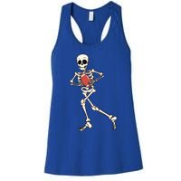 Funny Skeleton Playing Football Halloween Gift Women's Racerback Tank