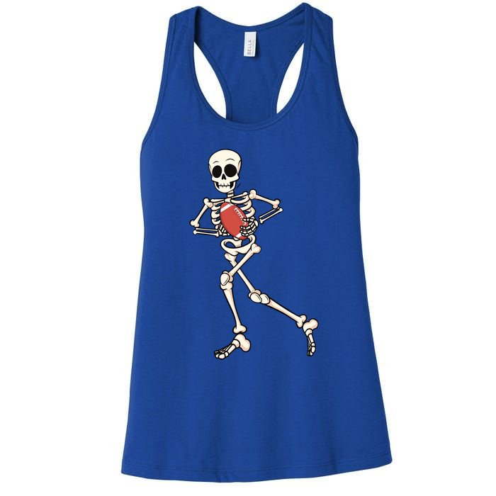 Funny Skeleton Playing Football Halloween Gift Women's Racerback Tank