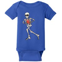 Funny Skeleton Playing Football Halloween Gift Baby Bodysuit