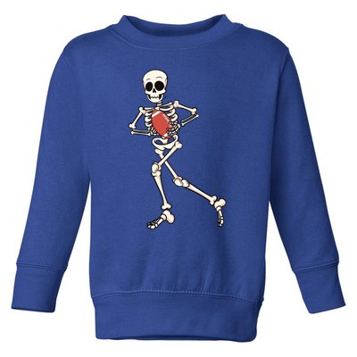 Funny Skeleton Playing Football Halloween Gift Toddler Sweatshirt