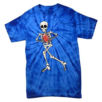 Funny Skeleton Playing Football Halloween Gift Tie-Dye T-Shirt