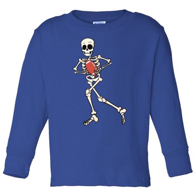 Funny Skeleton Playing Football Halloween Gift Toddler Long Sleeve Shirt