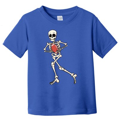 Funny Skeleton Playing Football Halloween Gift Toddler T-Shirt