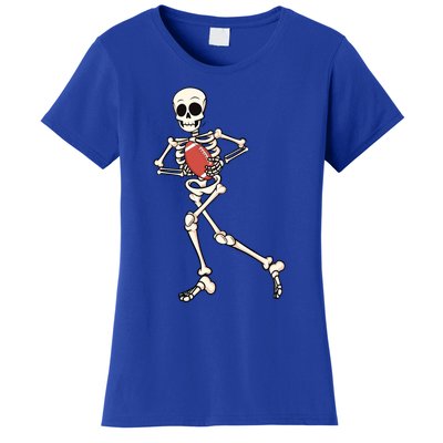 Funny Skeleton Playing Football Halloween Gift Women's T-Shirt