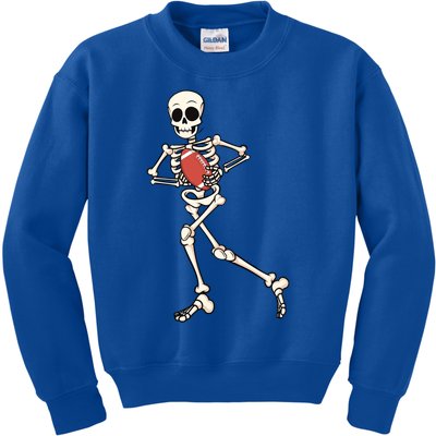 Funny Skeleton Playing Football Halloween Gift Kids Sweatshirt