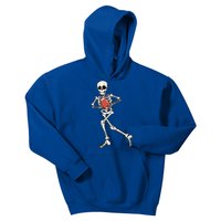 Funny Skeleton Playing Football Halloween Gift Kids Hoodie