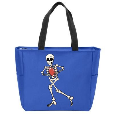 Funny Skeleton Playing Football Halloween Gift Zip Tote Bag