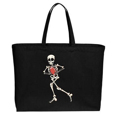 Funny Skeleton Playing Football Halloween Gift Cotton Canvas Jumbo Tote