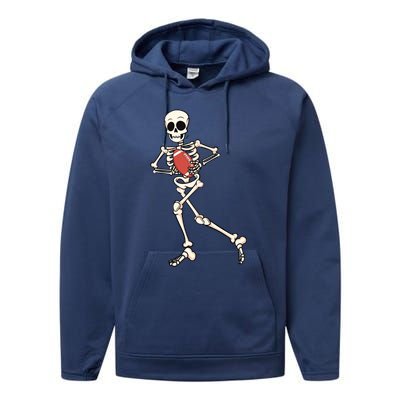 Funny Skeleton Playing Football Halloween Gift Performance Fleece Hoodie