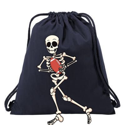 Funny Skeleton Playing Football Halloween Gift Drawstring Bag