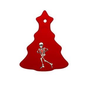 Funny Skeleton Playing Football Halloween Gift Ceramic Tree Ornament