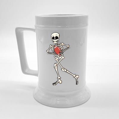 Funny Skeleton Playing Football Halloween Gift Beer Stein