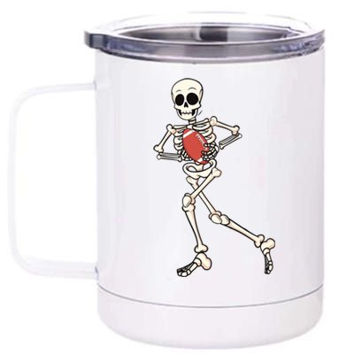 Funny Skeleton Playing Football Halloween Gift 12 oz Stainless Steel Tumbler Cup