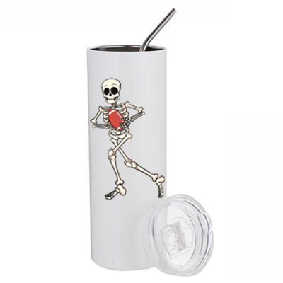 Funny Skeleton Playing Football Halloween Gift Stainless Steel Tumbler