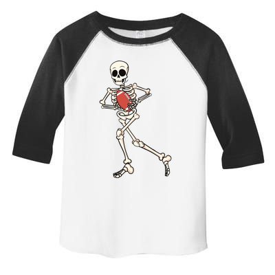 Funny Skeleton Playing Football Halloween Gift Toddler Fine Jersey T-Shirt