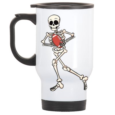 Funny Skeleton Playing Football Halloween Gift Stainless Steel Travel Mug