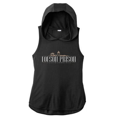 Folsom State Prison Prison State Correctional Warden Ladies PosiCharge Tri-Blend Wicking Draft Hoodie Tank