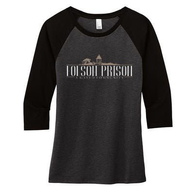 Folsom State Prison Prison State Correctional Warden Women's Tri-Blend 3/4-Sleeve Raglan Shirt