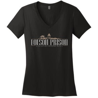 Folsom State Prison Prison State Correctional Warden Women's V-Neck T-Shirt