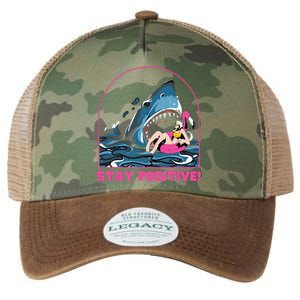 Funny Stay Positive Shark Beach Motivational Quote Legacy Tie Dye Trucker Hat