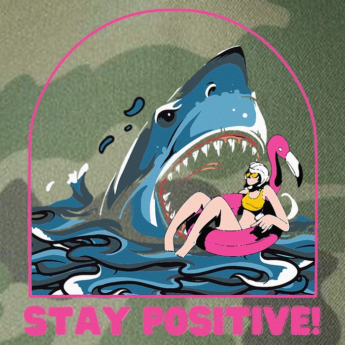 Funny Stay Positive Shark Beach Motivational Quote Legacy Tie Dye Trucker Hat