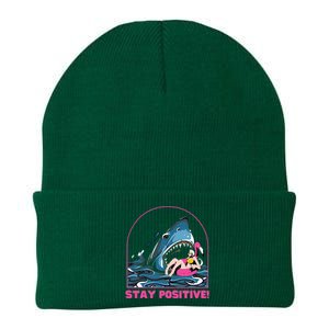 Funny Stay Positive Shark Beach Motivational Quote Knit Cap Winter Beanie