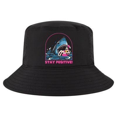 Funny Stay Positive Shark Beach Motivational Quote Cool Comfort Performance Bucket Hat