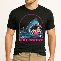 Funny Stay Positive Shark Beach Motivational Quote Cooling Performance Crew T-Shirt