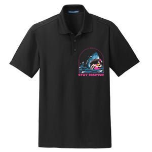 Funny Stay Positive Shark Beach Motivational Quote Dry Zone Grid Polo