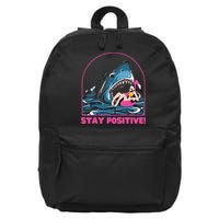Funny Stay Positive Shark Beach Motivational Quote 16 in Basic Backpack